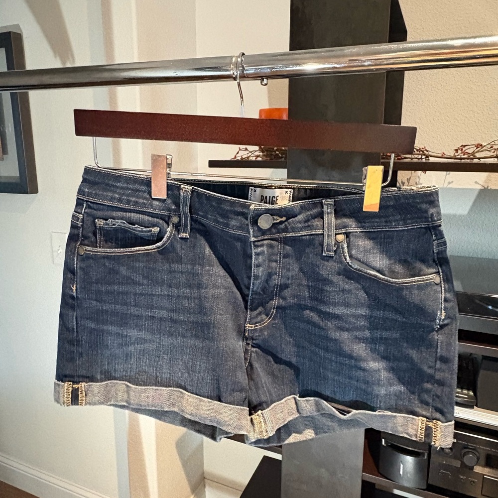 PAIGE Dark Blue Jean Shorts